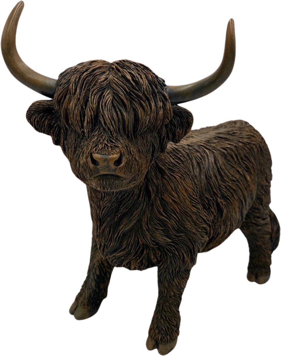 Decoratie Beeld Schotse Hooglander maat L staand - Bruin 39 x 19 x 33 cm - Countryfield