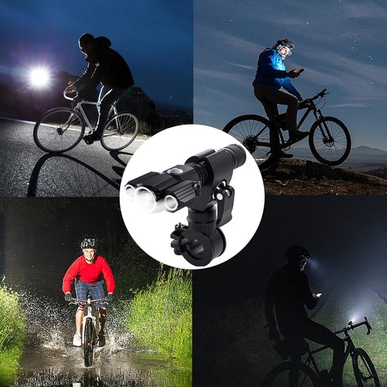 VHV - Fietslamp - oplaadbare fiets voorlamp - 1000 lumen - USB oplaadbaar - waterdicht - 4 lichtstanden - telescopische focus - voor nachtritten, outdoor ritten, stadsfiets en mountainbike — afbeelding 3
