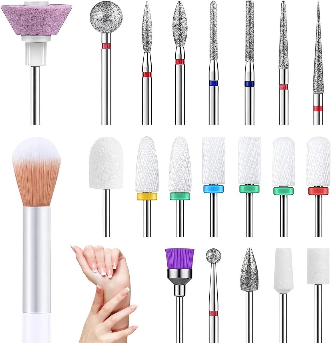 21-delige Nagelboor Set 3/32 Inch - Elektrisch Manicure & Pedicure Bits voor Acryl en Gel