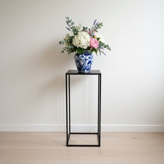 Zuil - 70 cm - metaal - mat zwart - sokkel - plantentafel