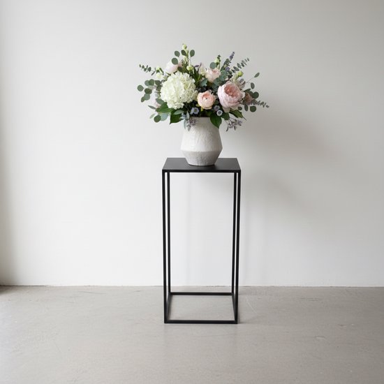 Zuil - 70 cm - metaal - mat zwart - sokkel - plantentafel