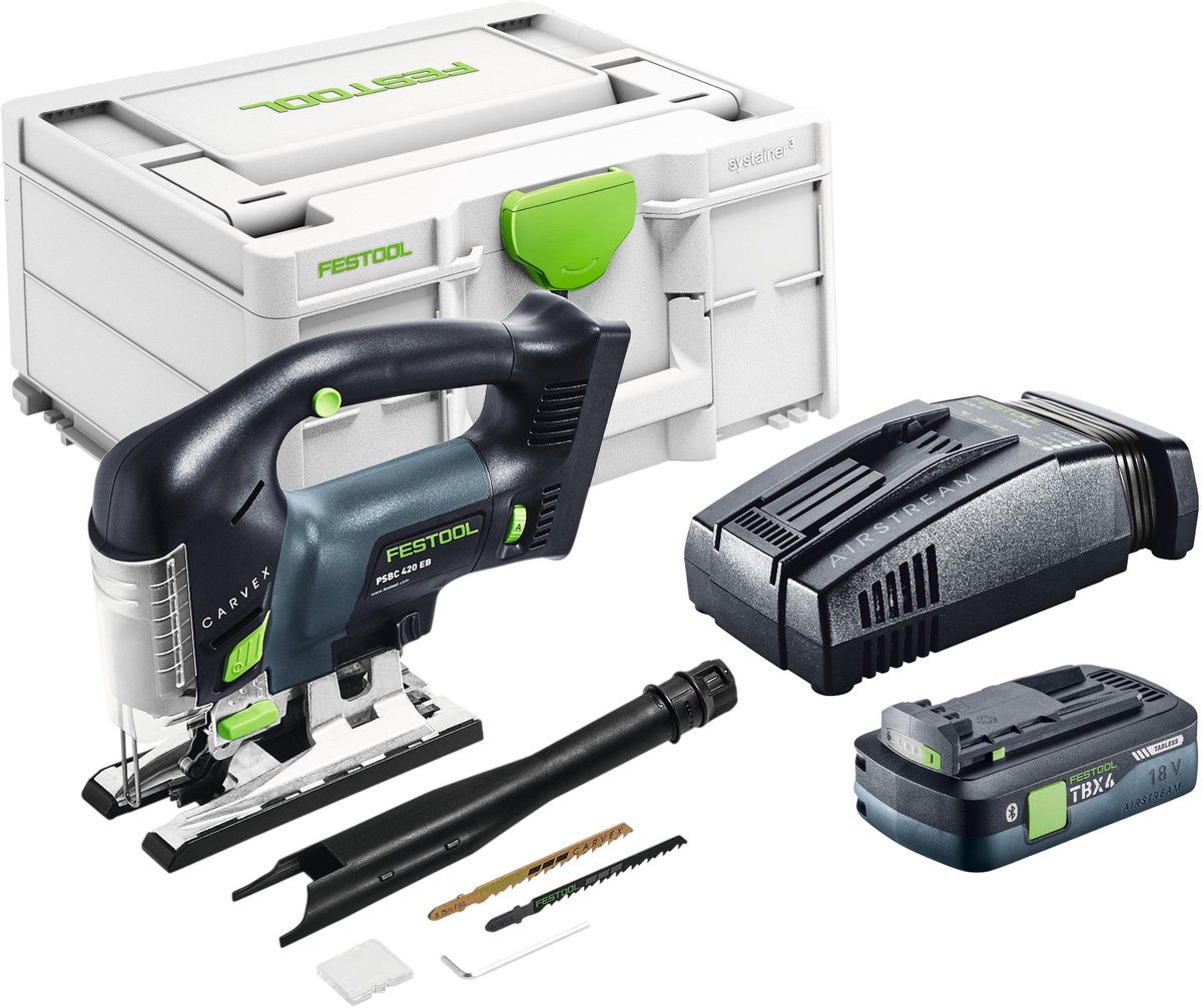 Festool PSBC 420 EB-Basic accu pendelzaag 18 V 120 mm borstelloos + 1x accu 4,0 Ah + snellader + Systainer