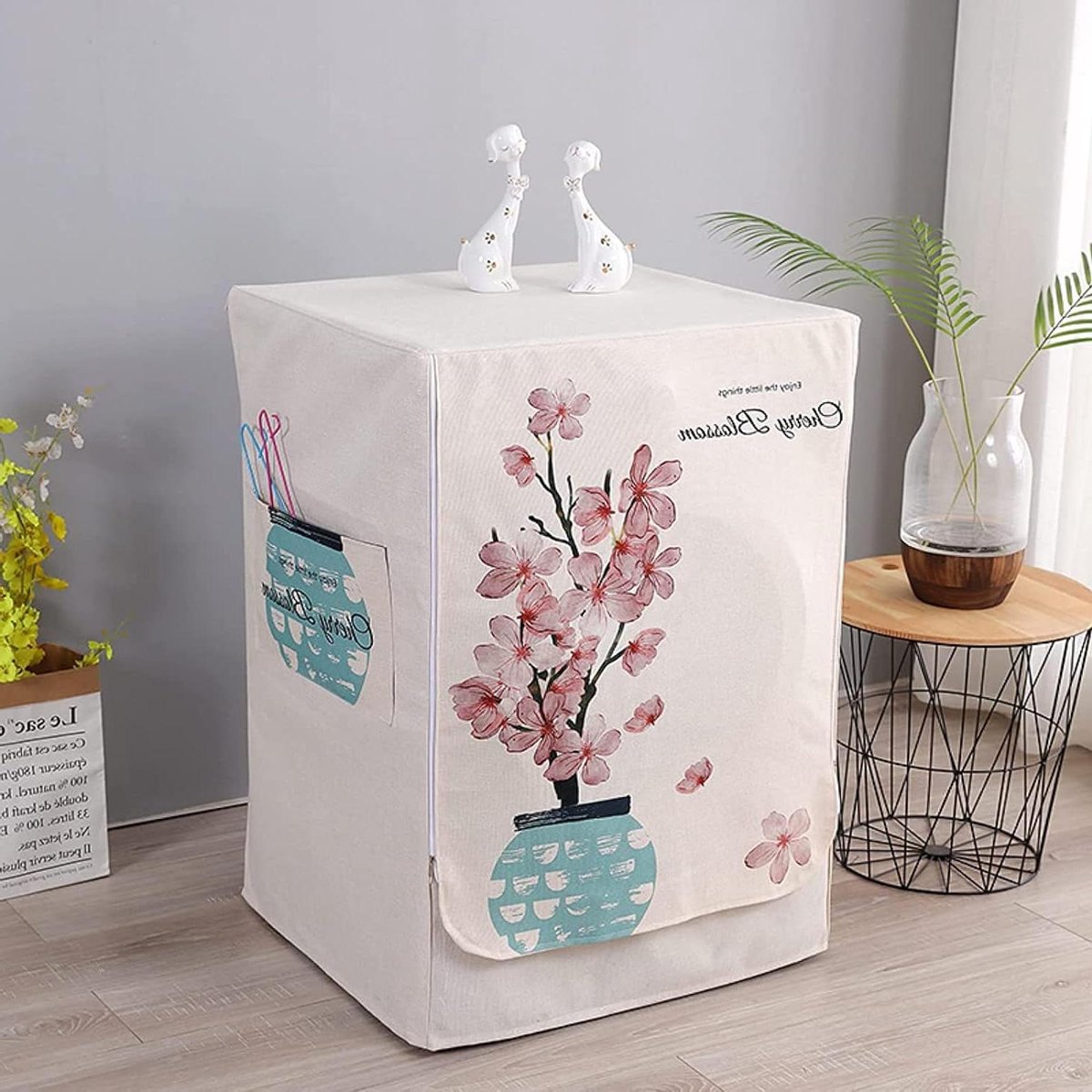 Wasmachinehoes Apparaatbescherming Apparaat Beschermen Waterdicht en Zonbestendig XL 60x65x85cm Bloemenprint