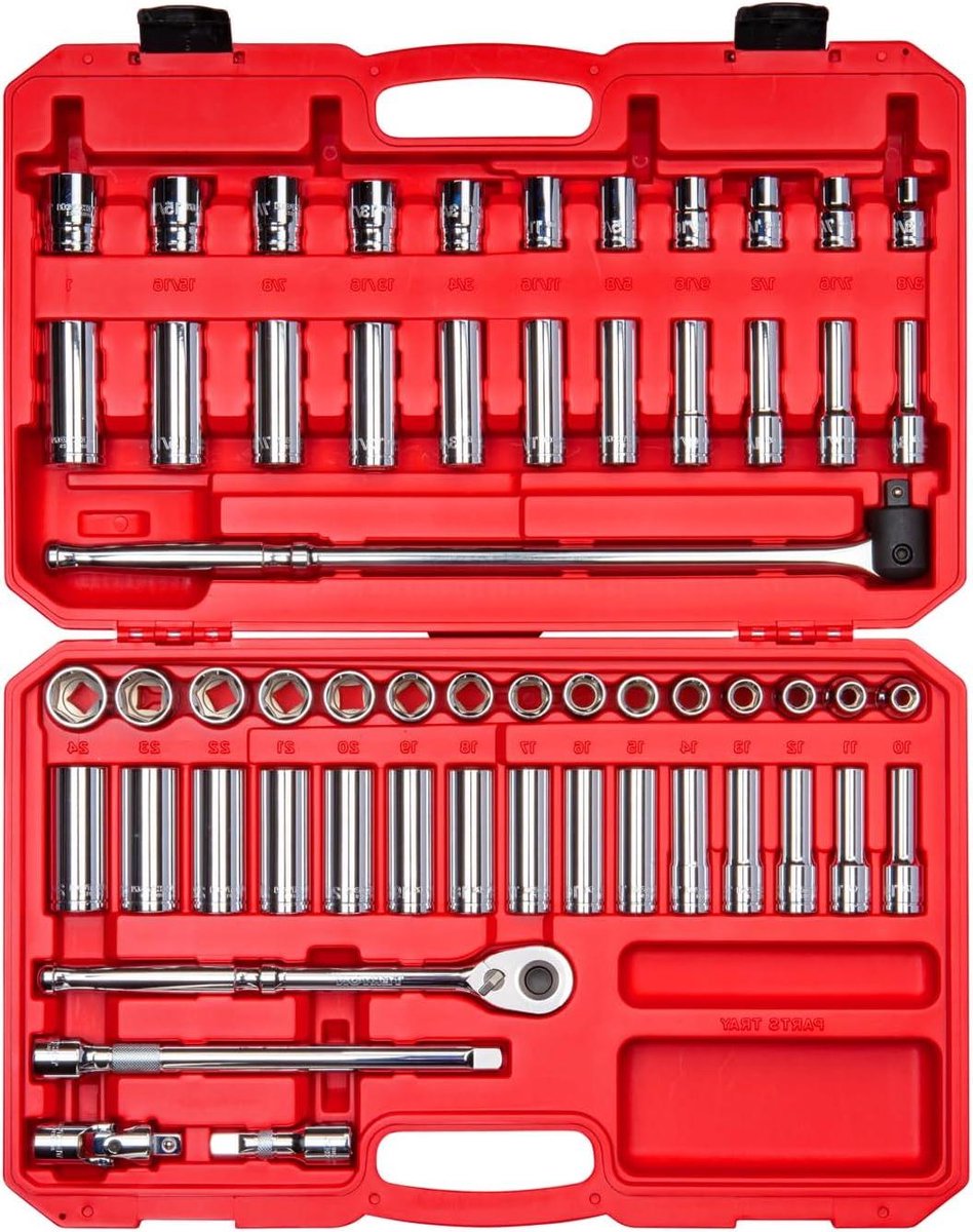 Dopsleutel Set - Ratchet Set - Reparaties Uitvoeren - 90 Tands Ratel - 57 Delig - Zilver