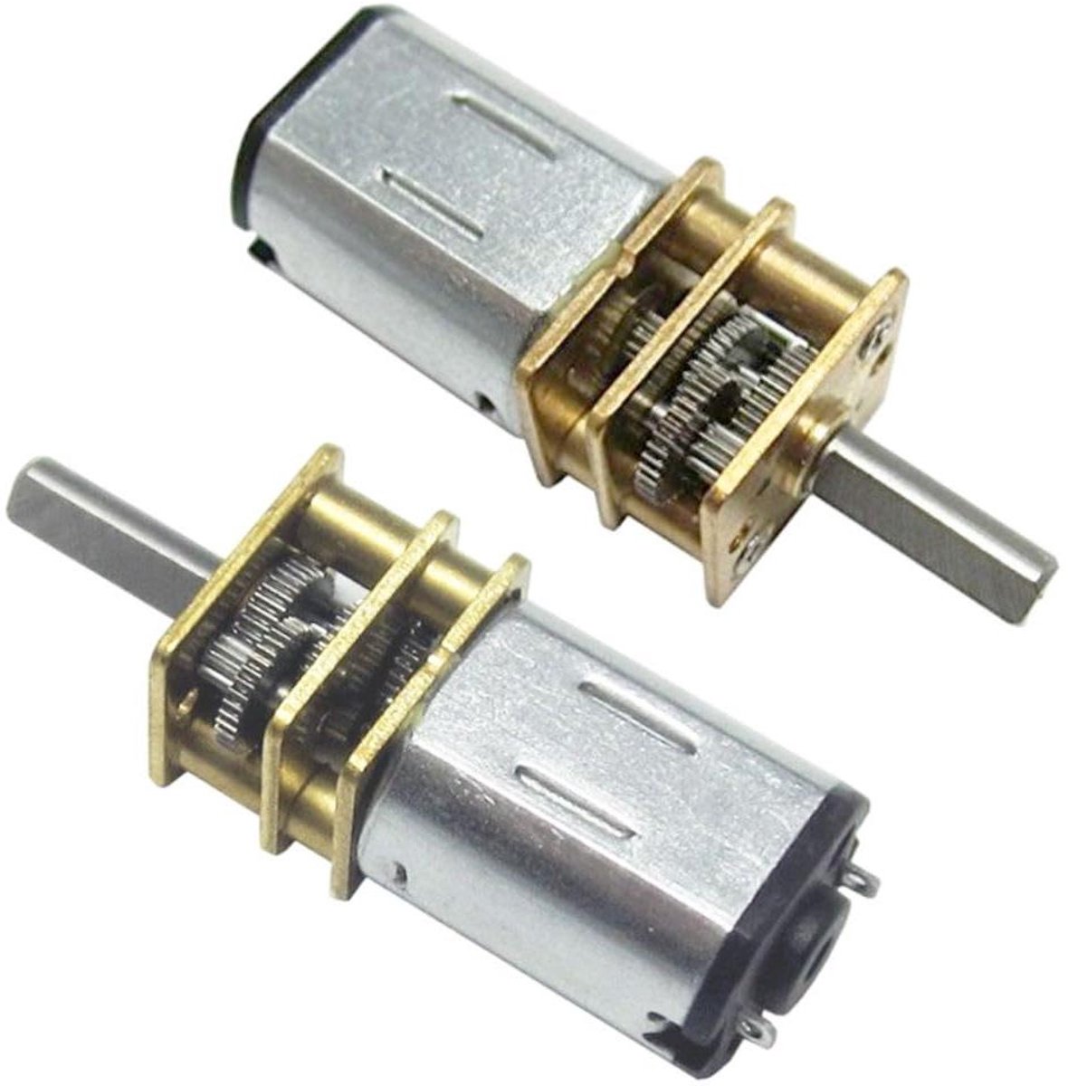 Versnellingsbak Motor - Kleine Motor - Hobby Projecten - Duurzaam Metaal - 2 Stuks - Zilver