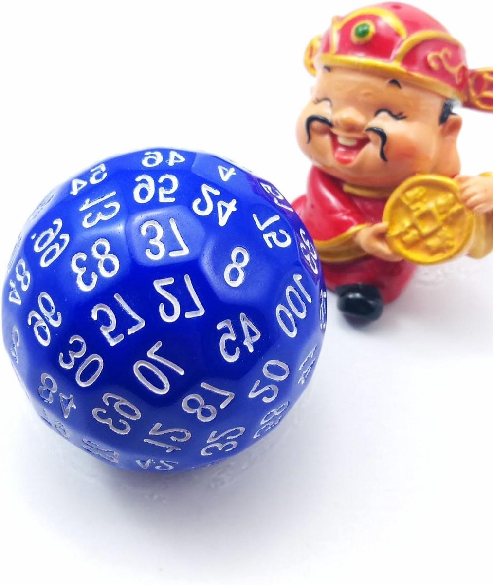 Dobbelsteen - D100 Zijkanten - Spel Benodigdheden - Grote Afmeting - 45 mm - Blauw