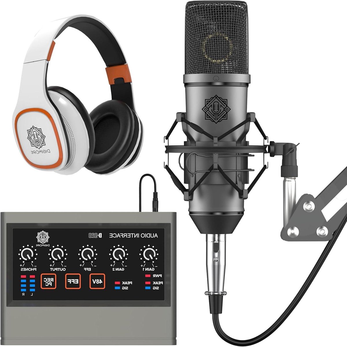 Condensator Microfoon Kit - Opname Set - Podcasting Zingen - Zero Latency Monitoring - USB Type-C - Zwart