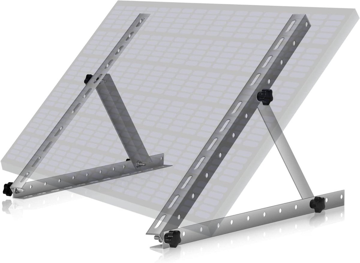 Zonnepaneelhouderset - Paneelmontage - Energie opwekken - Verstelbare hoek - 56 cm - Zilver