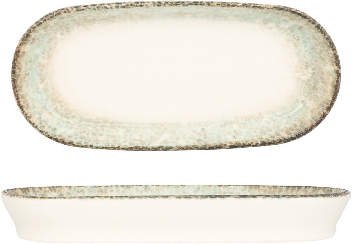 Kütahya Porselen Serveerschaal - Rust Green - Porselein - 18x9 cm (125cc) - set van 2