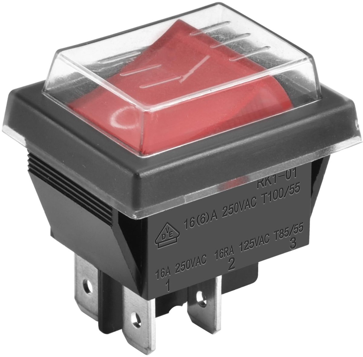 IMstore - ON-OFF Schakelaar - Rocker Switch - Waterdicht - Rood - 16A 250V - Ideaal voor Panelen - 32 x 2 x 36 mm