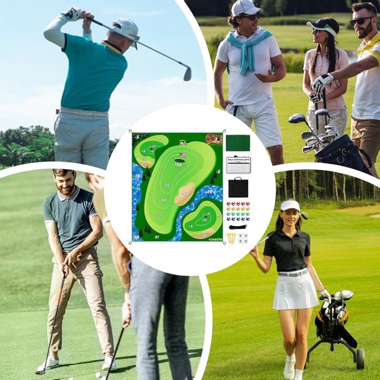 Golf Chipspel - Oefenmat Golf - Golfvaardigheid Verbeteren - Dubbelzijdig Spel - 180x150cm - Groen van GOLF — afbeelding 2