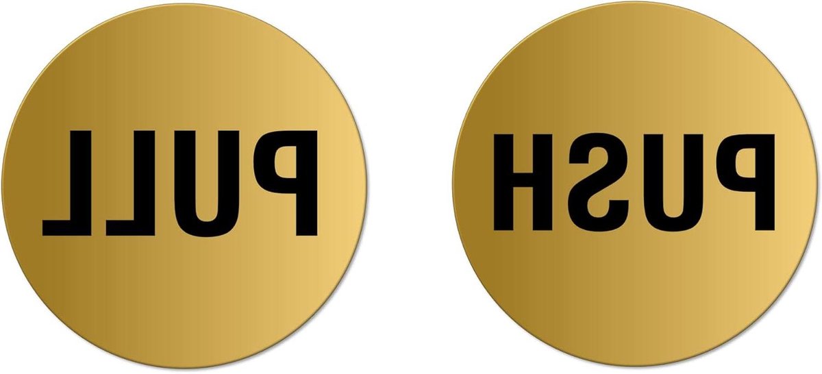 Deurstickers Set - Aanduiding Borden - Toegang Regelen - Zelfklevend Aluminium - Ø 75 mm - Mat Goud