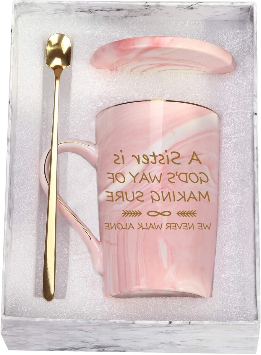 Zuster Koffiemok - Cadeau Mok - Liefde Tonen - Handgemaakt Uniek Patroon - 340 ml - Roze