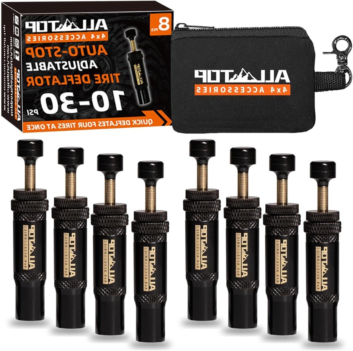 Banden Ontluchter Kit - Automatische Ventielen - Offroad Banden - Auto-Stop Functie - 8 Stuks - Messing