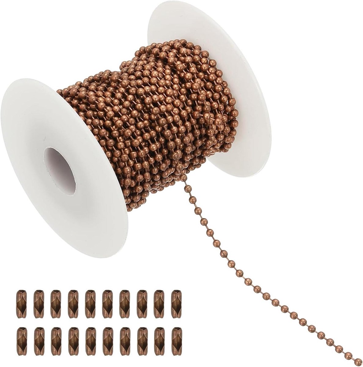 Kralenketting Rol - Kogelketting Verlenger - Doe-het-zelf Projecten - Roestvrij Staal - 10 Meter - Koperkleur