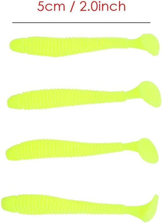 Dailygoods- Visaas 50 Stuks - Zacht Kunstaas 5 cm - T-staartontwerp - Lichtgewicht - Duurzaam - Geschikt voor Makreel van Dailygoods — afbeelding 4