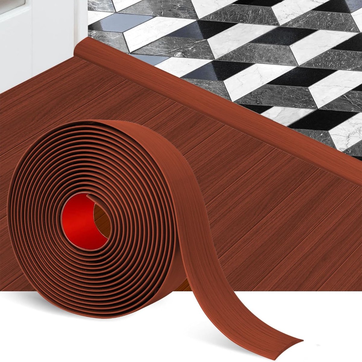 Zelfklevende PVC Drempelstrip van 5 cm voor Laminaatvloeren - Bruin, 1.2 m, Ideaal voor Vl