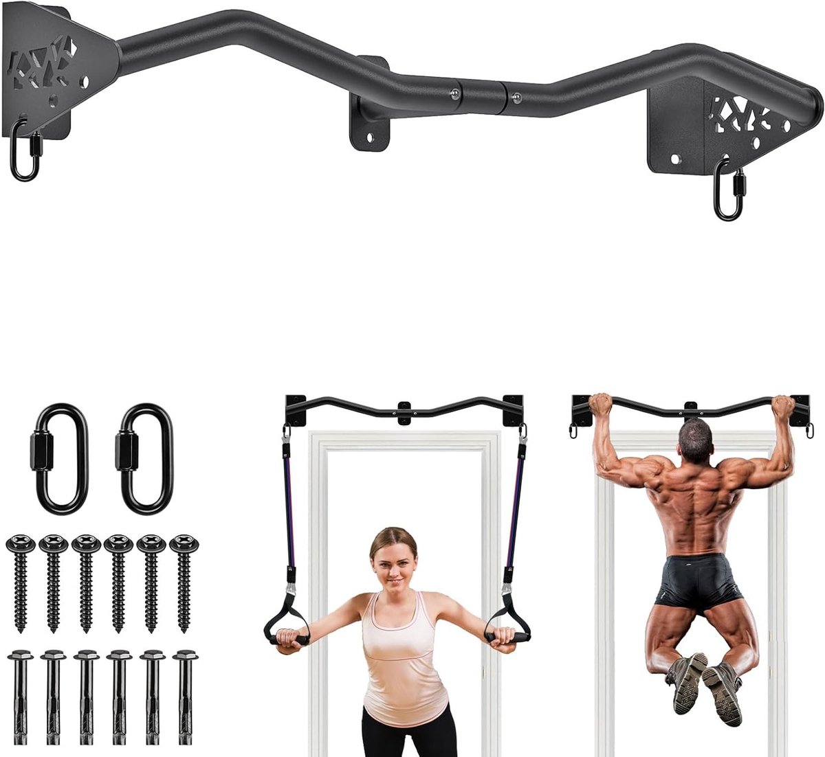 Stevige muurbeugel voor optrekken, 32 inch brede pull-up bar voor thuisgym, bovenlichaam krachttraining en fitness