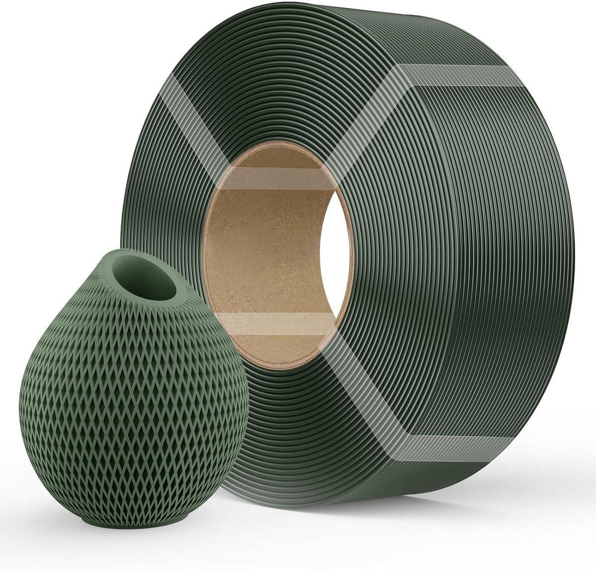 PETG Filament Refill - 3D Printer Filament - 3D Printen - Hubless Herbruikbare Spoel - 1 kg - Olijfgroen