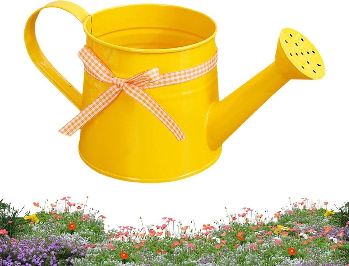 Kleine gieter - Mini sproeier - Planten water geven - Roestbestendig metaal - 1 liter - Geel