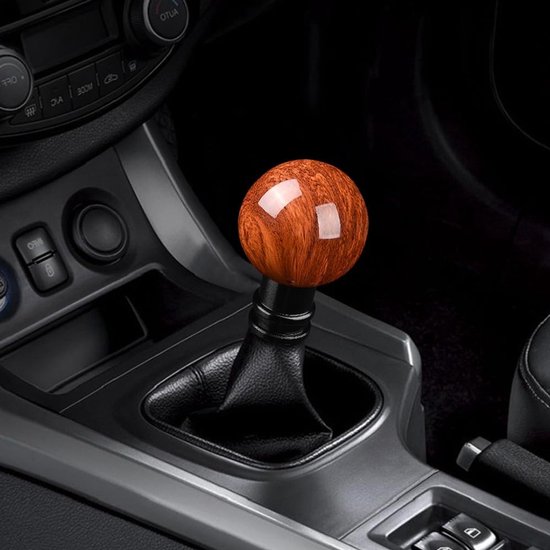 Schakelpookknop Rond - Pookknop Auto - Auto Interieur Upgrade - Houtnerf Aluminium Design - 78 x 5 cm - Rood — afbeelding 2