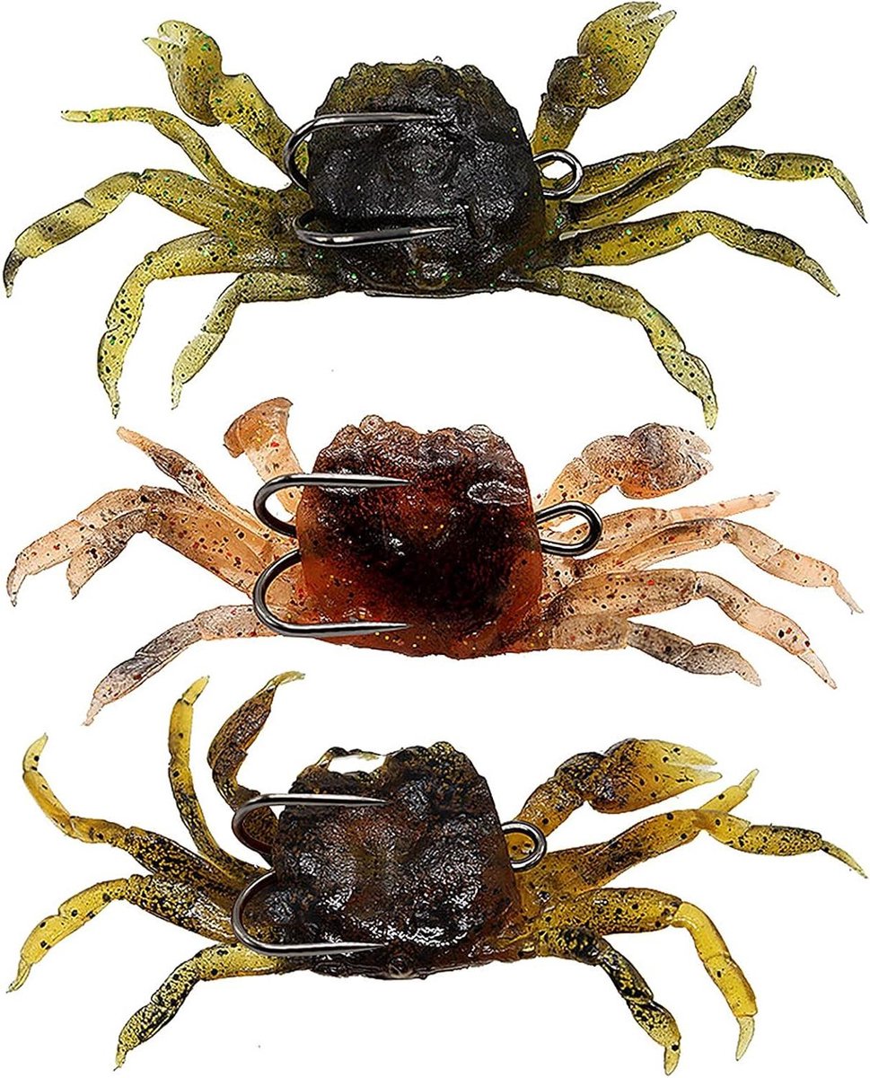Zacht Krab Kunstaas - Vis Aas Set - Vissen Op Trackle - Levensecht Uiterlijk - 10 cm - Rood Geel Groen