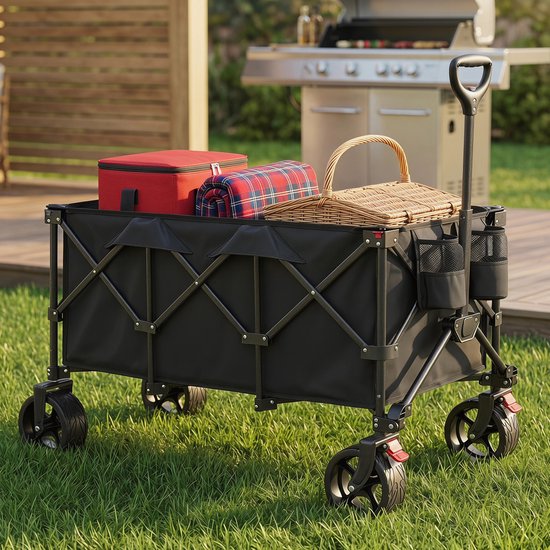 SONGMICS - Bolderkar - Opvouwbare Bolderkar voor Buiten - 200L Capaciteit - Met Trekstang - Ideaal voor Tuin Strand Camping van Songmics — afbeelding 4