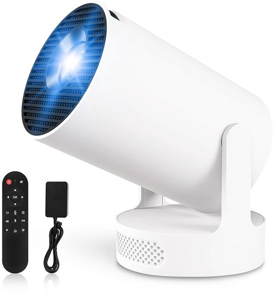 Mini Beamer 4K Projector HY300Ultra – Android 11, WiFi 6, Automatische Correctie, 180° Draaibaar, Draagbaar