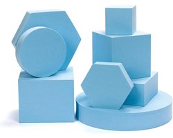 VENOAL 8 stuks cosmetica foto achtergrond rekwisieten schuimen geometrie vierkant fotografie decor ins vierkante geometrie foto prop set, blauw gemakkelijk te gebruiken