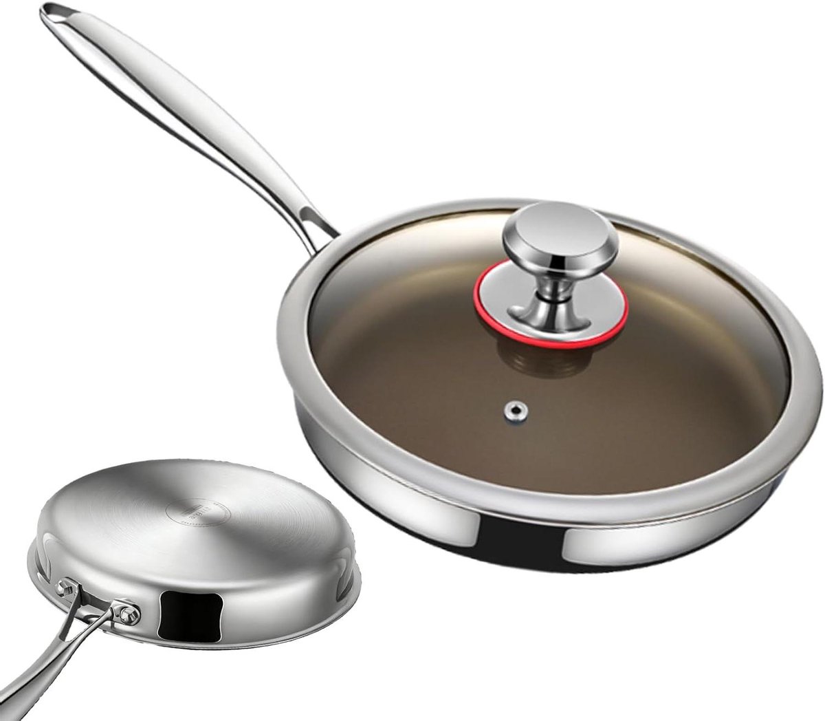 Anti-aanbakpan - Koekenpan Titanium - Gelijkmatig Koken - Titanium Versterkte Coating - 24 cm - Zwart