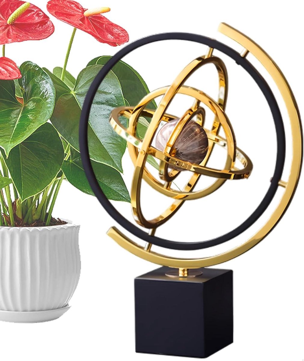 Draaibare Wereldbol - Decoratieve Bol - Kantoor Decoratie - 360 Graden Rotatie - 34.5 cm Hoog - Retro Kleuren