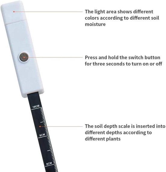 Plantaardige bodemvochtigheidsmeter - succulent watertekort herinnering - vochtigheidsgereedschap voor kamerplanten - verzorging - bodemtester - plant watermeter - wit van Merkloos	 — afbeelding 5