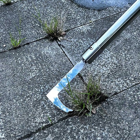 Onkruidverwijderaar Tuin - Kruidenhaak Borstel - Opritten Schoonmaken - 2-in-1 Tool - Verstelbaar Handvat - Grijs — afbeelding 5