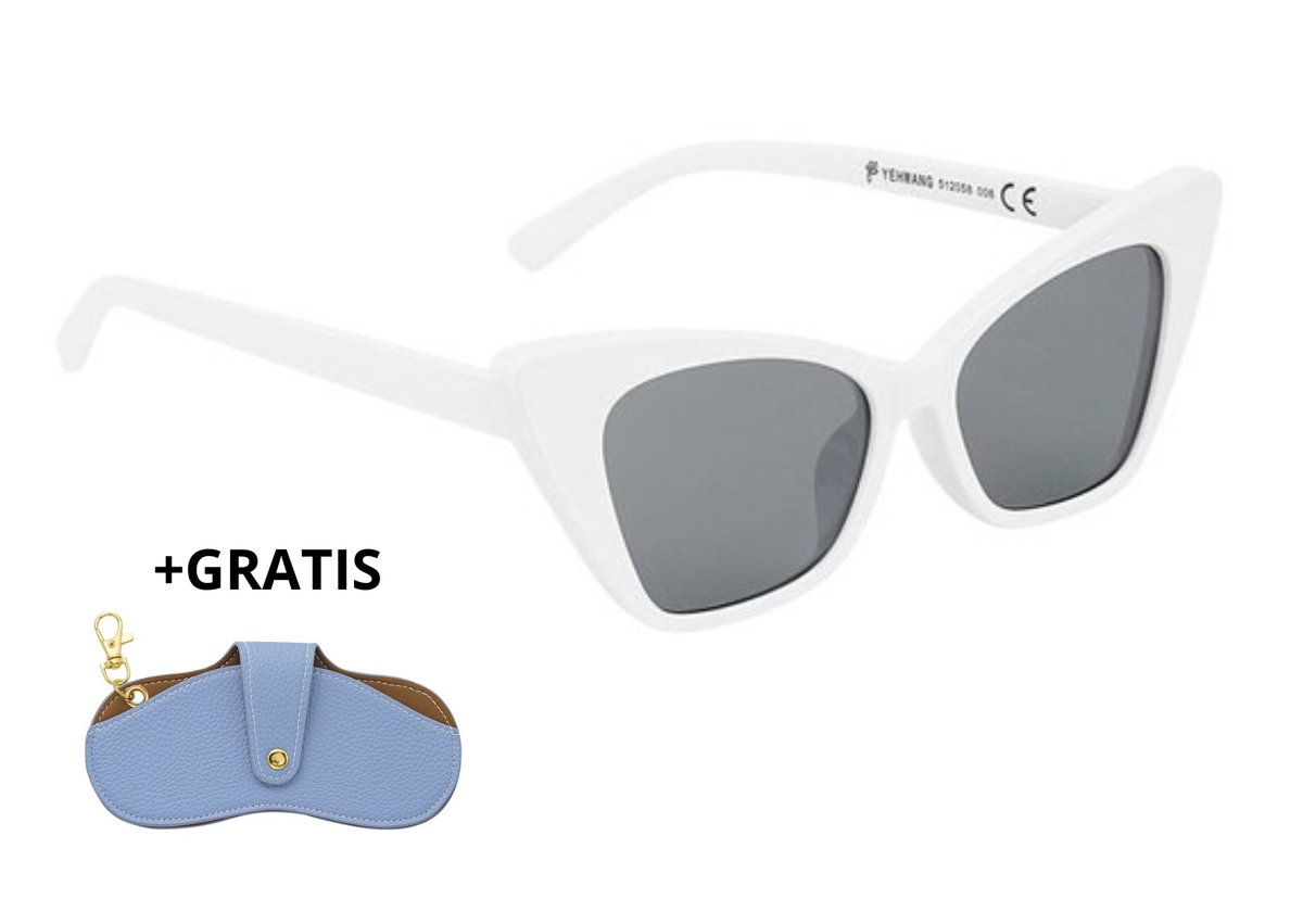 YWG - Zonnebrillen eenkleurig montuur - One size - Wit + GRATIS BRILLENHOES