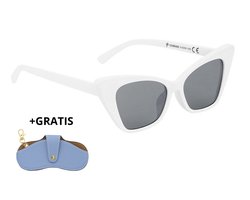 YWG - Zonnebrillen eenkleurig montuur - One size - Wit + GRATIS BRILLENHOES