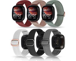 aceyoon 6 Piece Set Bands Compatible with Fitbit Versa 4 Strap/Fitbit Versa 3 Strap/Fitbit Versa 2/Fitbit Sense Bands for Women Men, Elastic Nylon Sport Replacement Strap for Versa 4/Versa 3