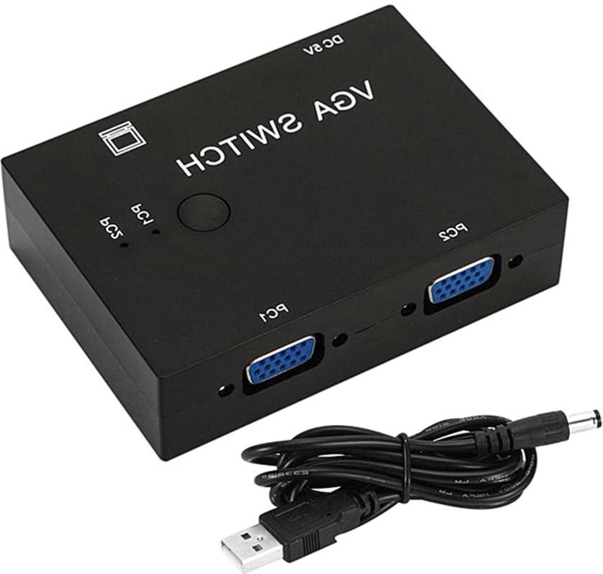 VGA Schakelbox - 2 PC 1 Monitor - Apparaten Delen - Handmatige Signaalwissel - 10 cm - Zwart