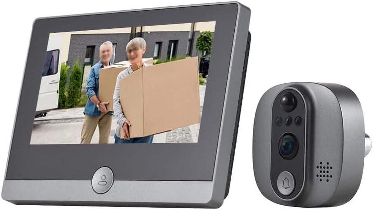 Videodeurbel Camera - Kijkgaatje Monitor - Huisbeveiliging Thuis - 1080P Nachtzicht - 4.3 Inch Scherm - Zwart