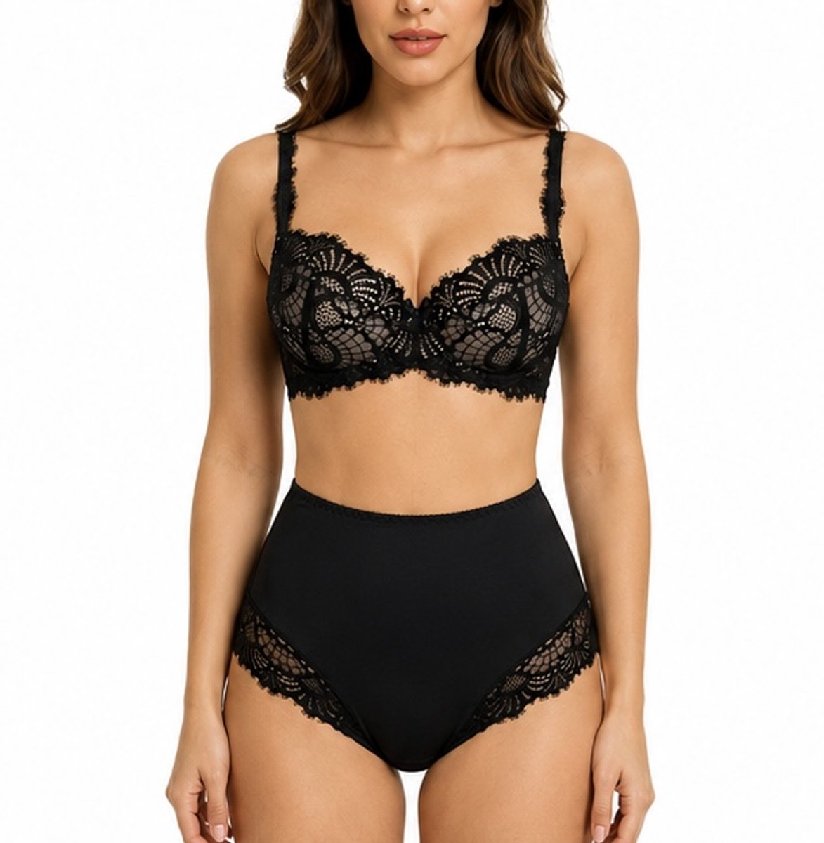 MILENKA kanten BH - uitneembare push-up - magnolia lace Zwart wit