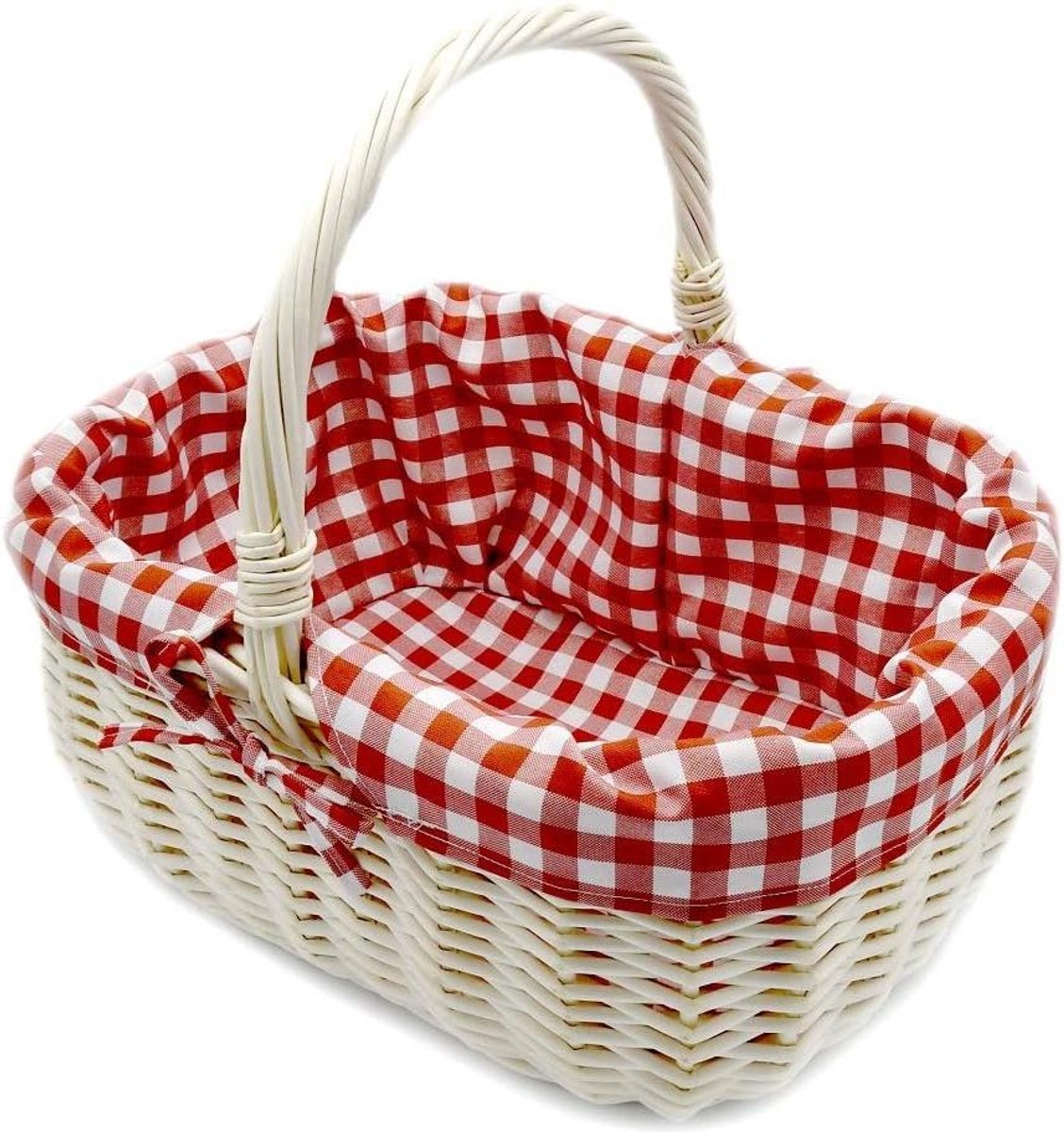 Rieten mand - Draagmand wilg - Boodschappen doen - Handgemaakt EU - 35x25x15 cm - Rood