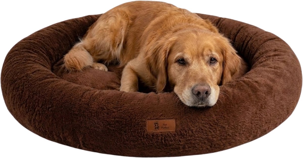 Pet Perfect Orthopedische Hondenmand – Donut Hondenmand – Hondenkussen – Hondenbed – Wasbaar - 100 cm - Bruin