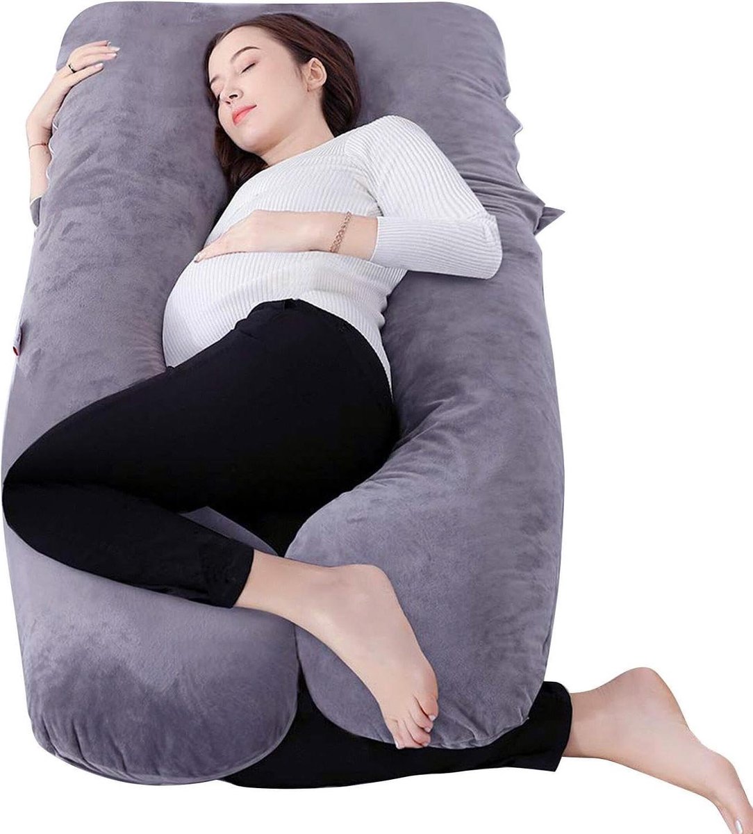 Zwangerschapskussen - Voedingskussen Lichaamskussen - Comfortabel Slapen - U-vormig Ergonomisch - 130 x 70 cm - Grijs