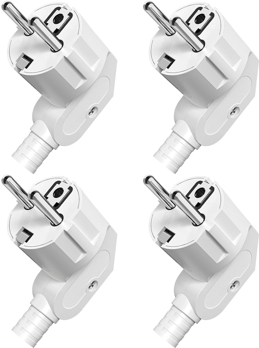 Schuko stekkers - Europese stekkers - Kabel repareren - IP20 binnen gebruik - 8-10 mm kabel - Wit
