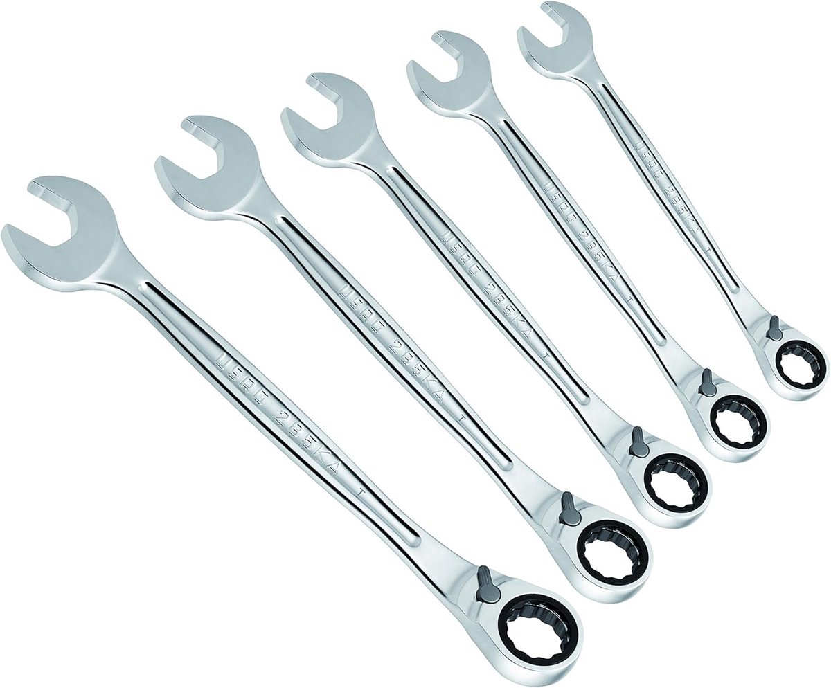 USAG U02856074-285 KA/SE5 - Set van 5 omkeerbare ratelcombinatiesleutels met borgring