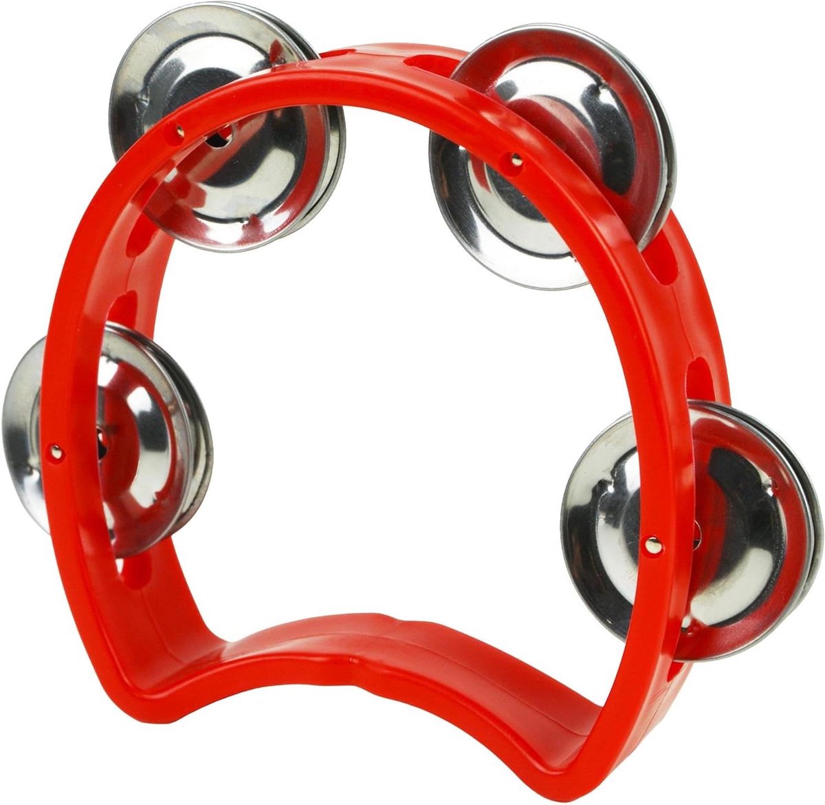 Halve Maan Tamboerijn - Handpercussie Instrument - Muziek Ontdekken - Cutaway Design - 13x11x2.5 Cm - Rood