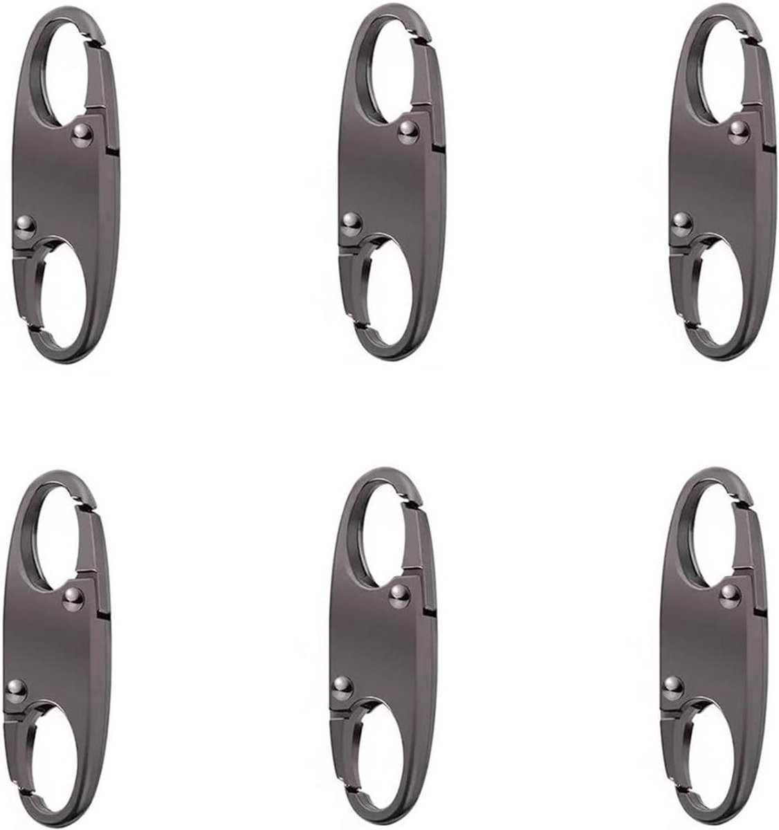 Rits Clips - Karabijnhaak Clip - Tassen Beveiligen - Anti Diefstal - 38 x 12 mm - Mat Zwart Zilver