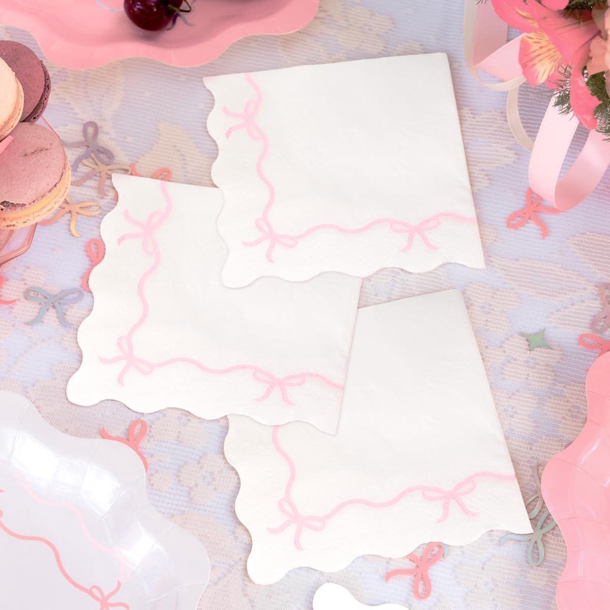 Roze Strik Servetten - Feest Servetten - Feest Decoratie - 3-laags Materiaal - 25 stuks - Roze