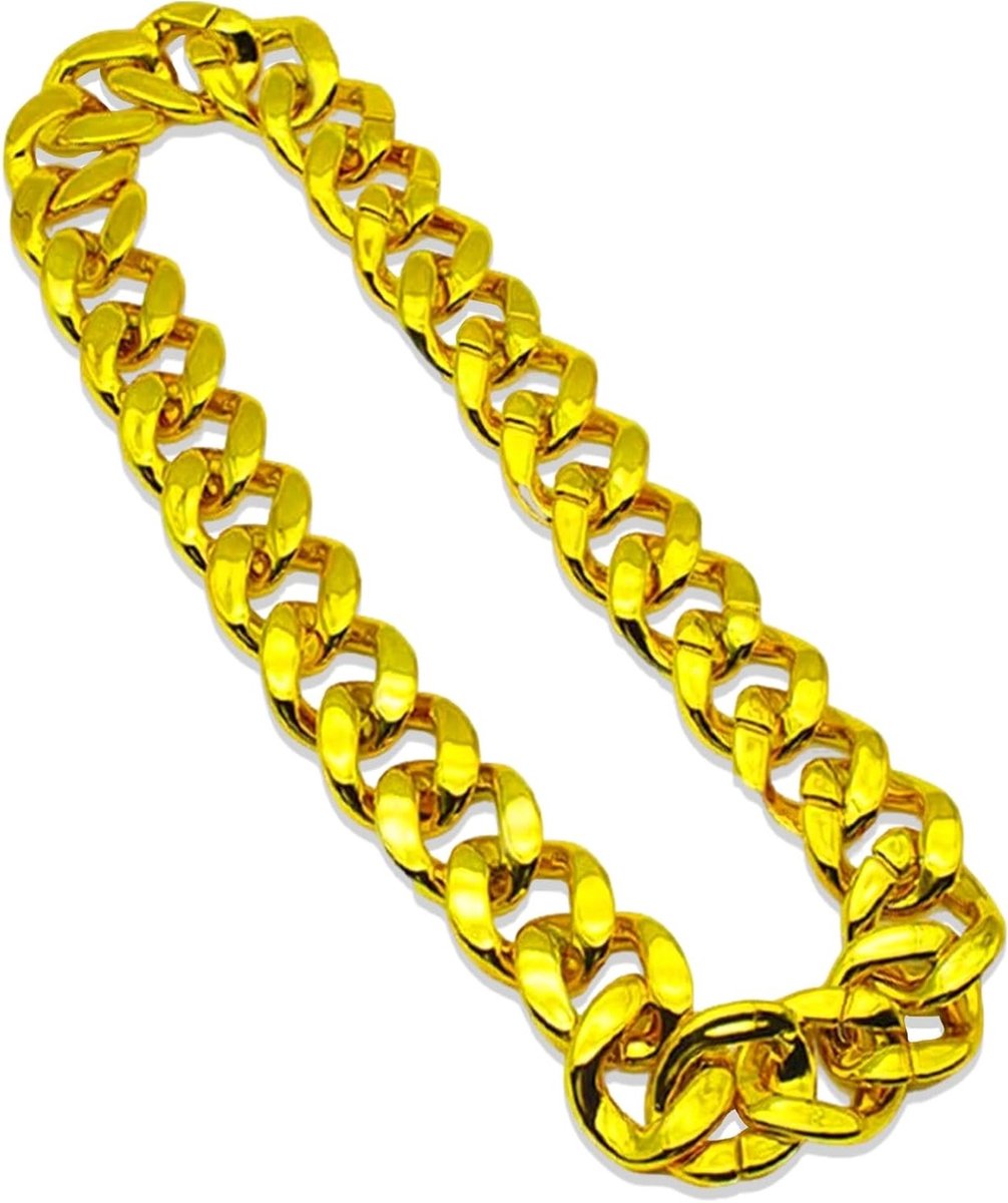 Gouden Hip Hop Ketting voor Mannen - Fake Art Sieraad voor Rapper Kostuum, Cosplay en Halloween Feest - 70 cm
