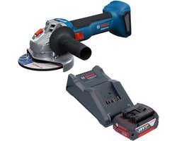 Bosch GWS 18V-8 Professional accu-haakse slijper 18 V 125 mm borstelloos + 1x accu 4,0 Ah + oplader