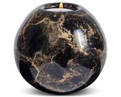 Mini Urn met kaarshouder - Glas - Handgemaakt - zwart/goud - 500 ml - Urn voor mensen - Urn voor dieren - Incl. deksel, kaarsje & aszakje